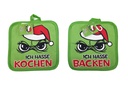 Topflappen Festtags-Muffel 2 Designs | Lustige Anti-Weihnachten-Topflappen für Weihnachtsmuffel | Baumwolle | 18 × 18 cm