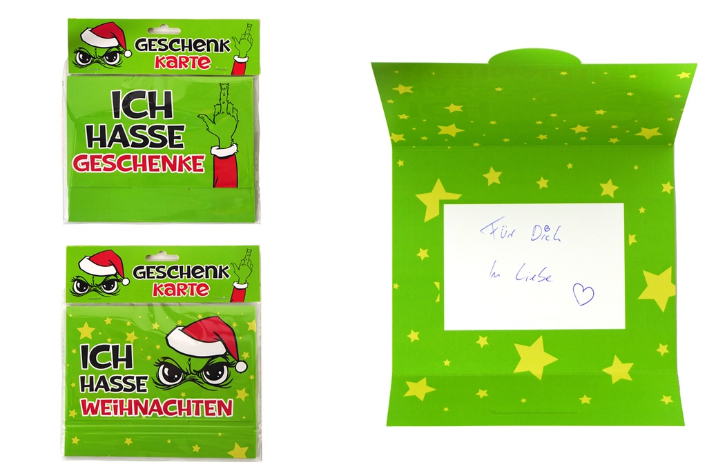 Geschenkkarte Festtags-Muffel | 2 Designs | Lustige Weihnachtskarte & Geldgeschenk für Weihnachtsmuffel, Humor-Fans & Anti-Weihnachten-Schreiberlinge