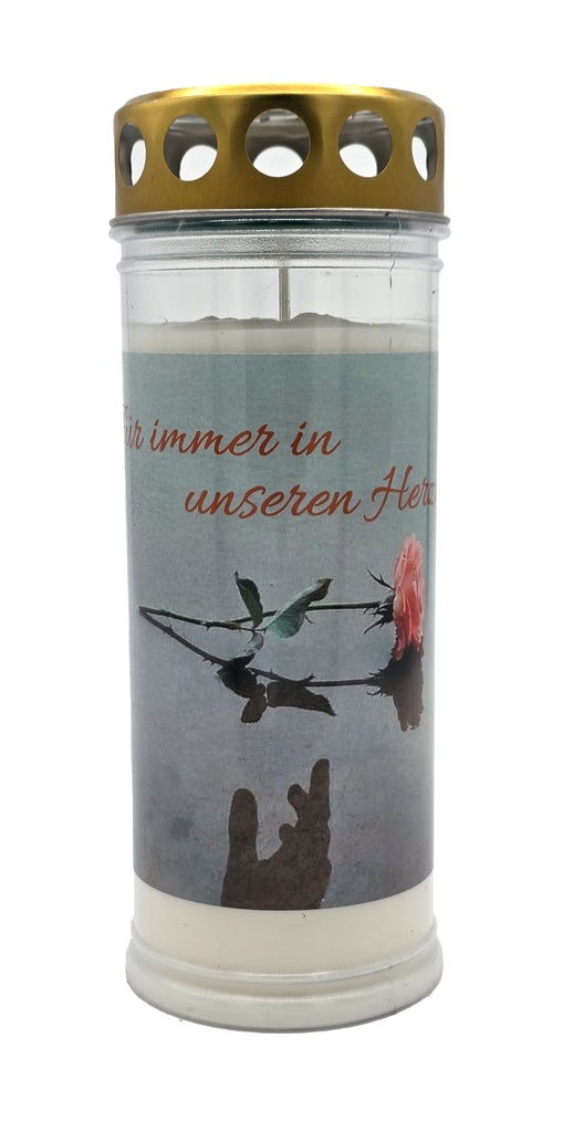 Grabkerze | Erstklassige Qualität | 20cm x 7cm mit Motiv | Rose Hand