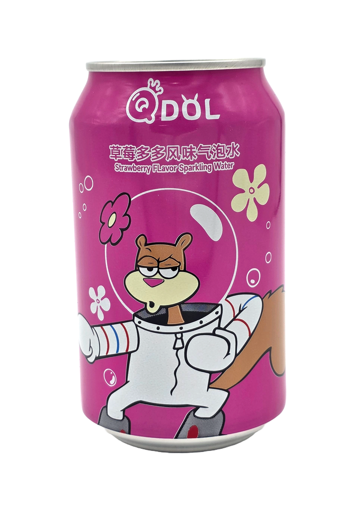 QDOL SpongeBob - Sandy Erdbeer Sprudelwasser | Strawberry Flavor Sparkling Water (330 ml)