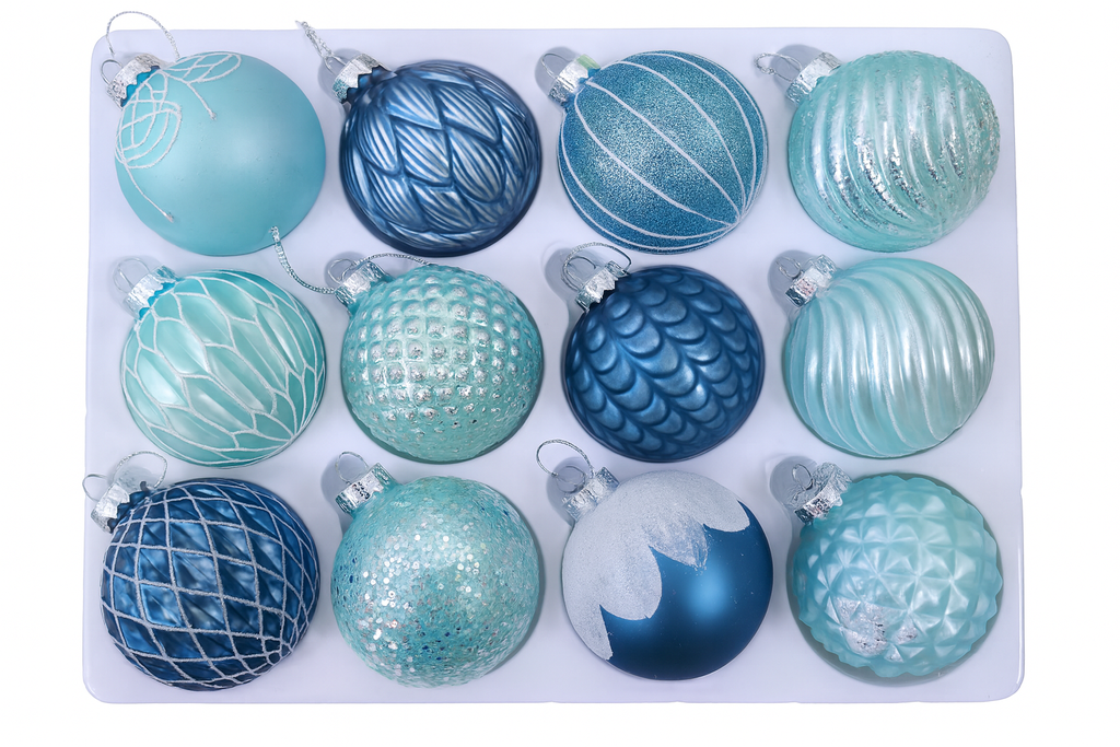 Weihnachtskugeln Glas "Deluxe" Ø 6cm | 12er SET | Sortiment R | Handegemacht