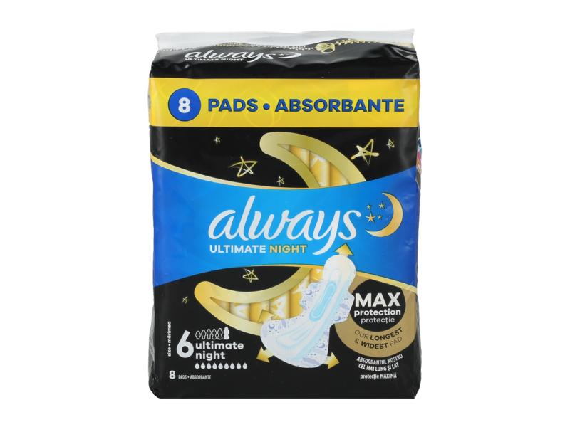Always Ultra Damenbinden 8Stück Ultimate Night Wings Größe 6