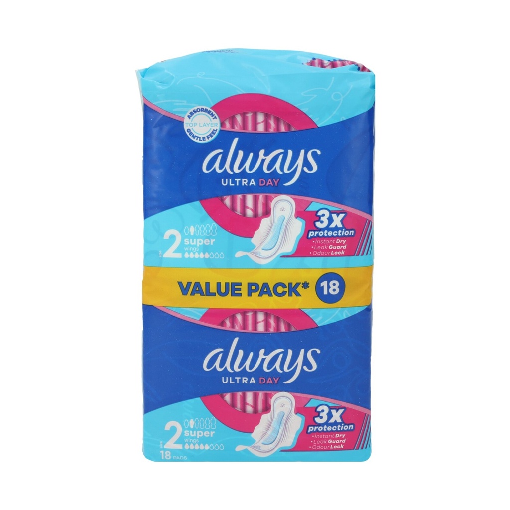 Always Ultra Damenbinden SUPER 18Stück Größe 2 Day Wings