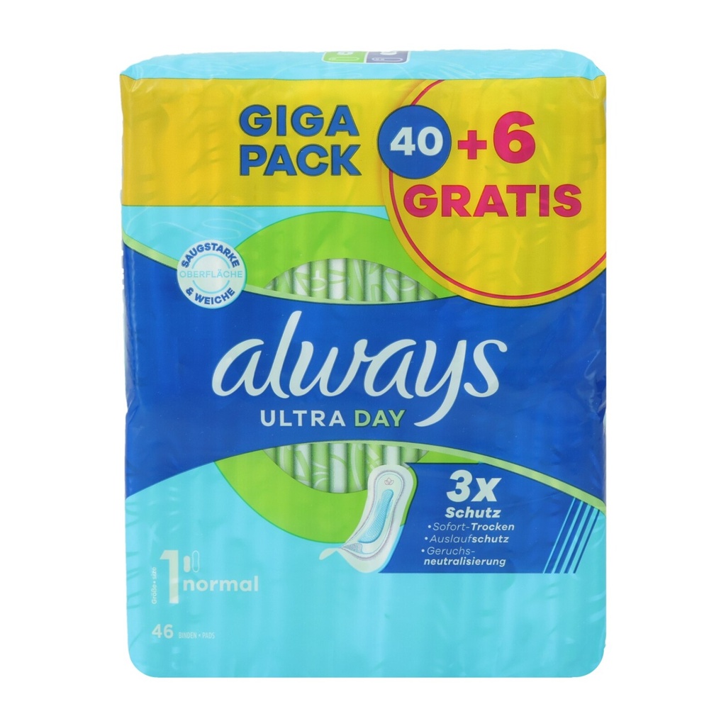 Always Ultra Damenbinden 46Stück Size 1 Normal Day