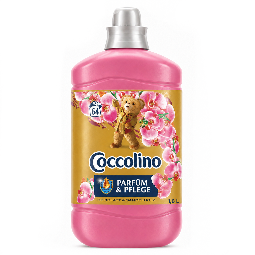 Coccolino Perfume & Care Weichspüler Geißblatt & Sandelholz 1,6 l für 64 Waschgänge mit warmem blumig-holzigem Duft