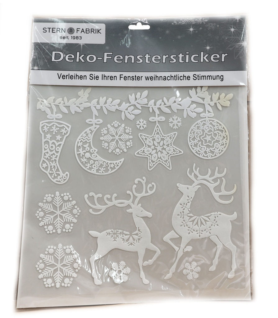 Weihnachtsaufkleber Fenstersticker XXL weiß/glitzer 