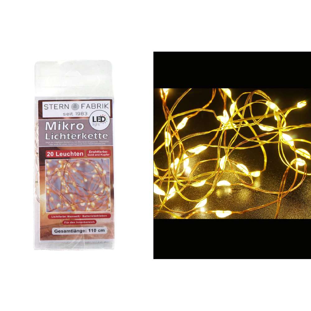 Lichterkette Basics LED Mikro Gold u. Kupfer Draht, 20er 