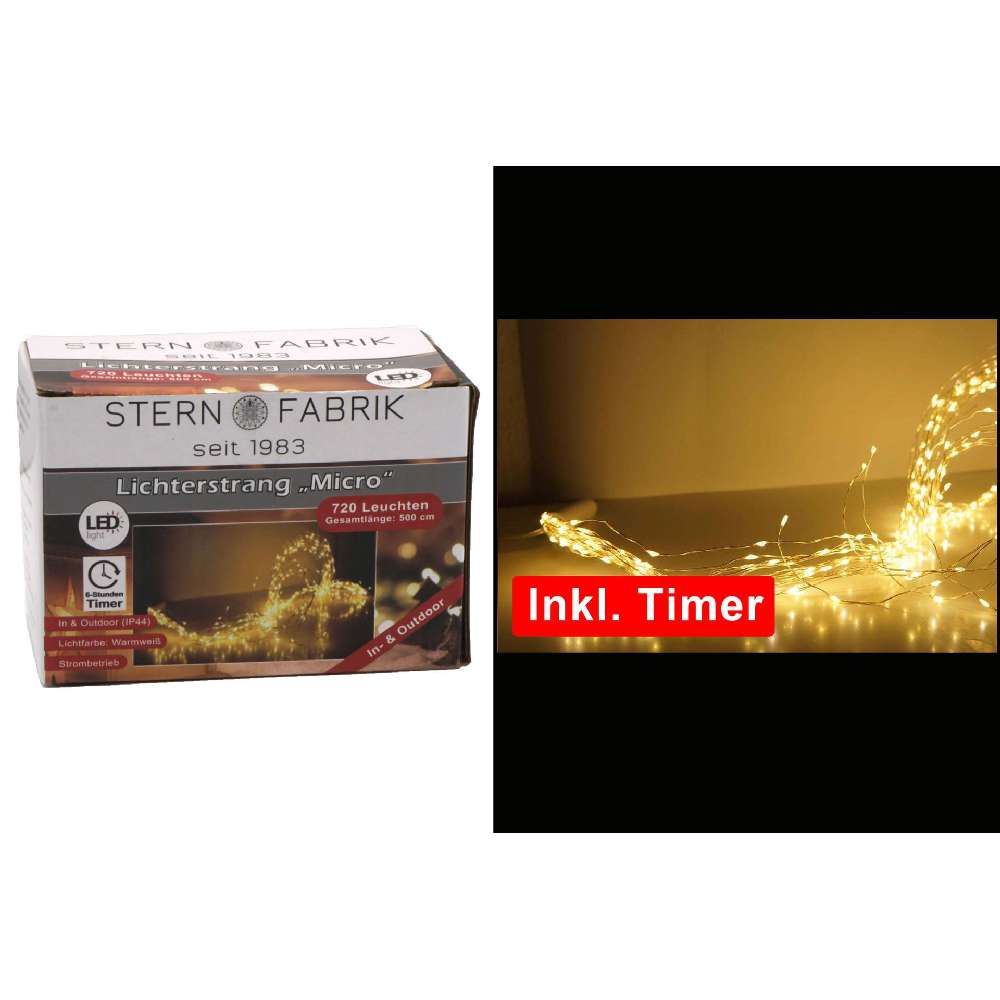 Lichterstrang Mikro LED, 720er mit Timer, IP44 