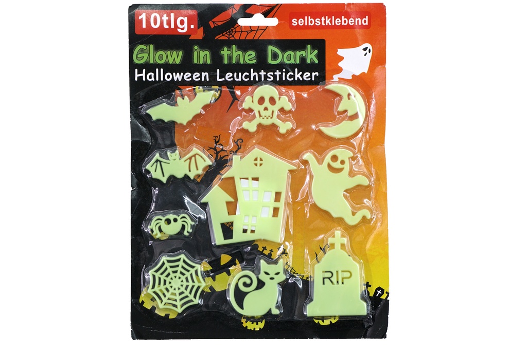 "Glow in the dark" - Halloween Figuren, 10tlg. selbstklebend