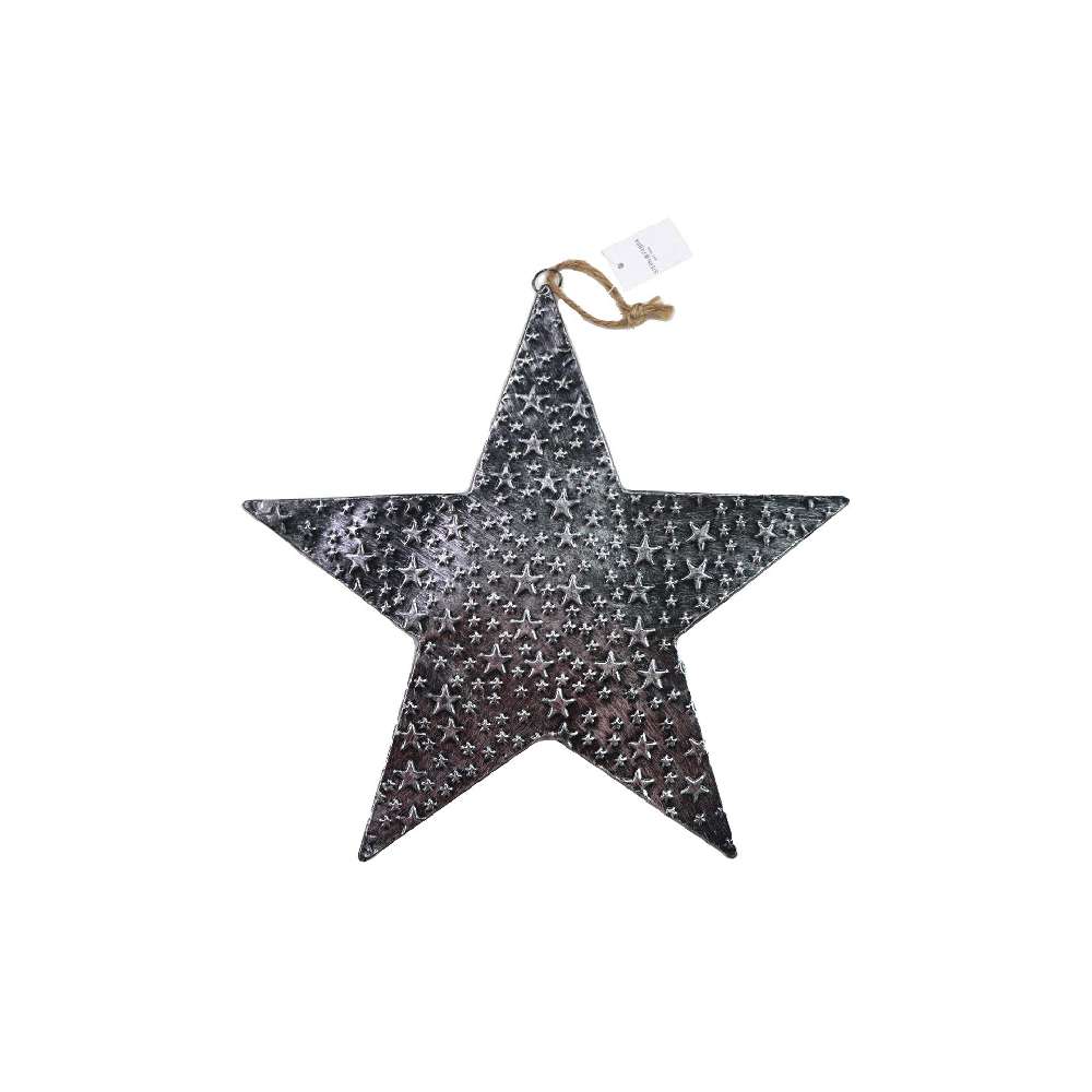 Weihnachtsdeko Metall Vintage Stern mit Sternmuster zum hängen, 32x32cm 