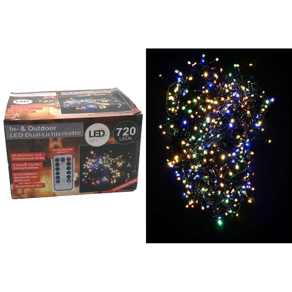 XXXXL 56Meter Lichterkette Basic NEU DUAL Lights LED 720er, Timer, In- & Outdoor, IP44, 230V 