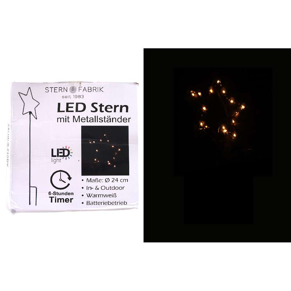 LED Stick Stern Schwarz, 80cm, warmweiß mit Timer