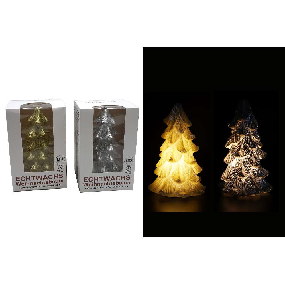 LED Echtwachs Weihnachtsbaum, 19cm, warmweiß, mit Timer