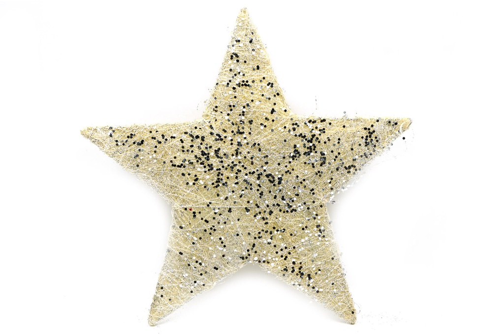 Sisalstern "Glitter" zum hängen, 20cm, creme