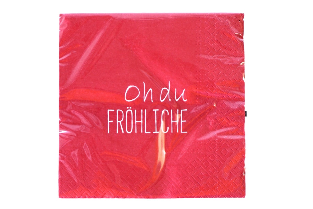 Servietten Weihnachten "Oh du Fröhliche" 33x33cm, ¼ Falz, 3-lagig, 20er Pack 