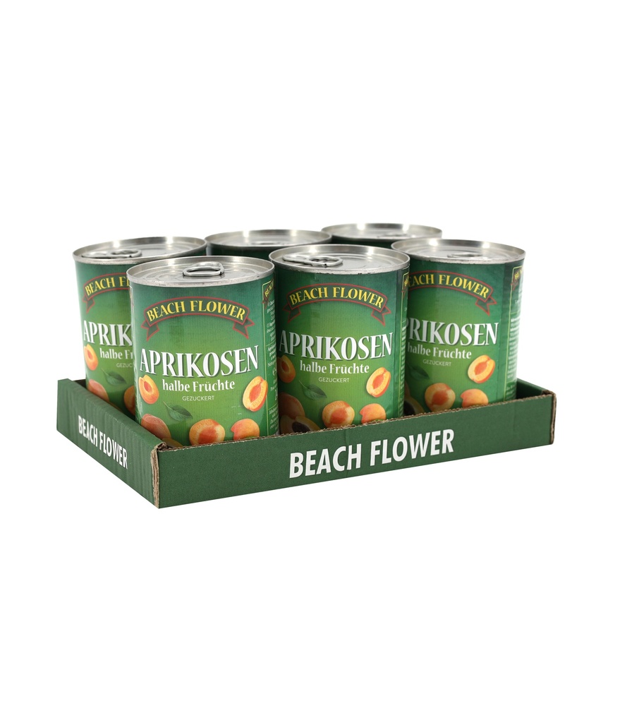 Beach Flower Aprikosen halbe Früchte 6x420g MHD 31.12.2024