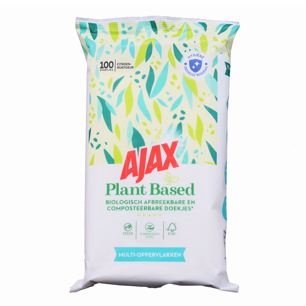 Ajax Mehrzwecktücher 100Stück Plant Based Biodegredable Lemon&Mint