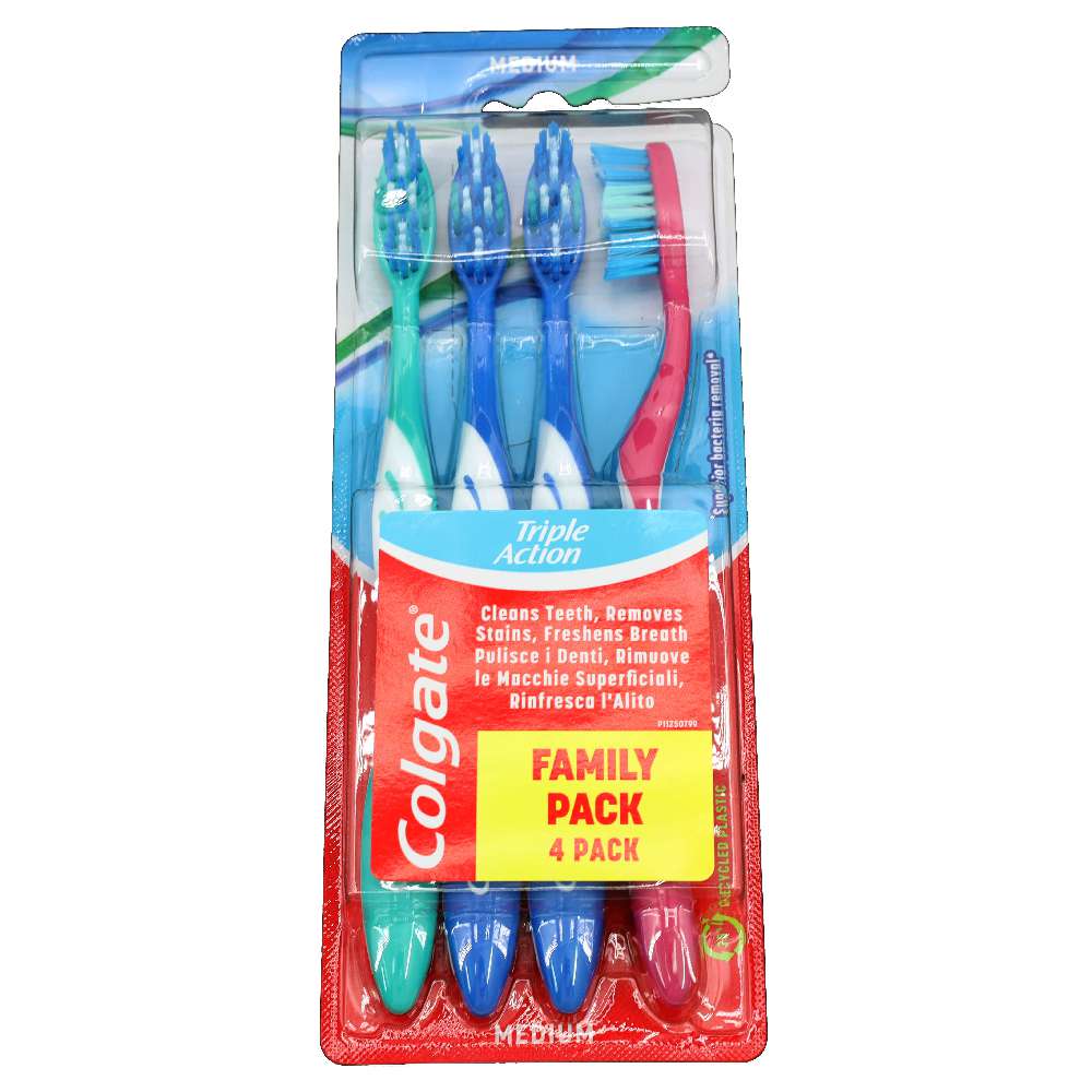 Colgate Triple Action Zahnbürste Mittel FAMILY PACK 4Stück