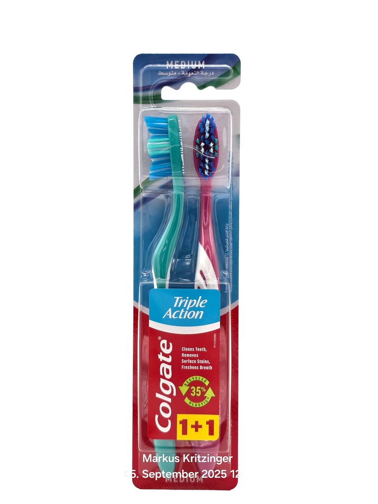 Colgate Triple Action Zahnbürste 2Stück Mittel