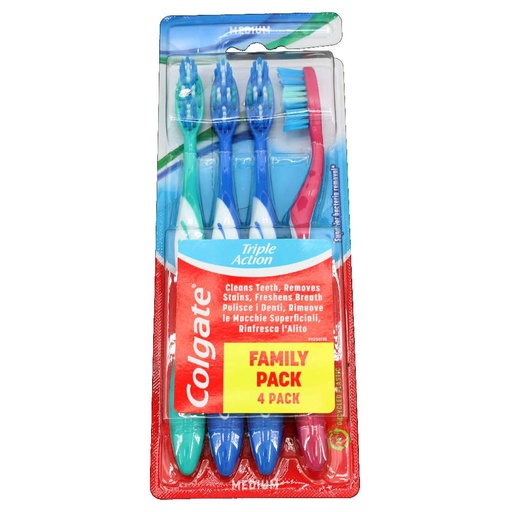 [11687] Colgate Triple Action Zahnbürste Mittel FAMILY PACK 4Stück