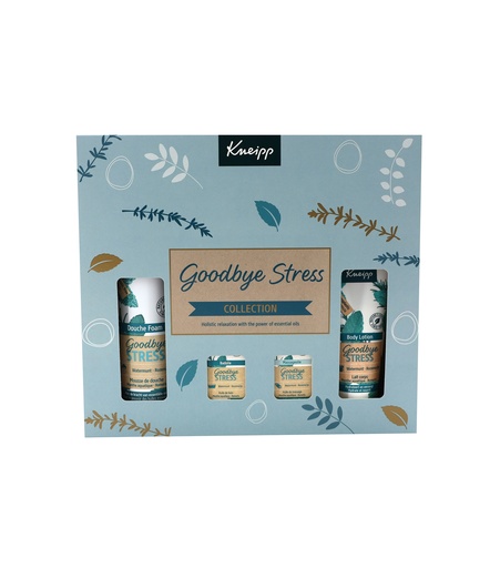 [15985] Kneipp Geschenkset Goodbye Stress 4tlg Wasserminze Rosmarin Duschschaum Bodylotion Badeöl Massageöl