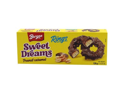 [16366] Bergen Milk Choco Rings Caramel & Peanuts 128g