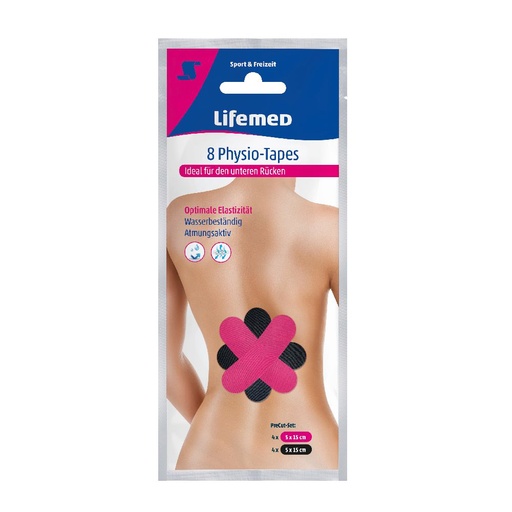 [3583] Lifemed Physio-Tapes "Unterer Rücken" 8er , 50 cm x 5 cm, farbig sortiert