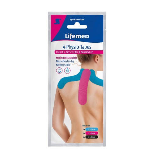 [3582] Lifemed Physio-Tapes "Nacken & Schulter" 4er , 20 cm x 5 cm, farbig sortiert