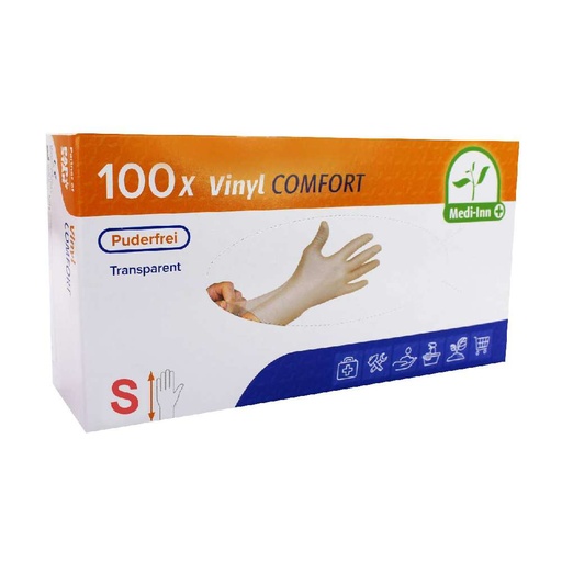 [10381] 100 "Medi-Inn® PS" Handschuhe, Vinyl puderfrei "Comfort" Größe S