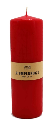 [14022] Stumpenkerze XL Ø 8x25 cm rot