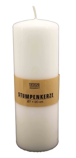 [14009] Stumpenkerze Ø 7x20 cm creme