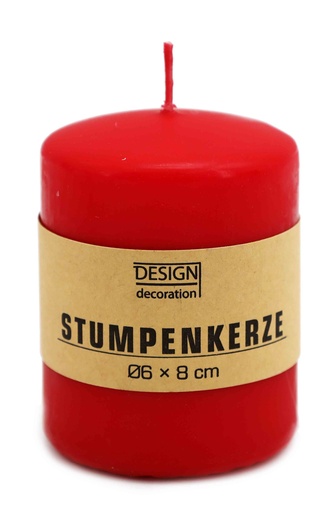 [14034] Stumpenkerze Ø 6 x 8 cm rot