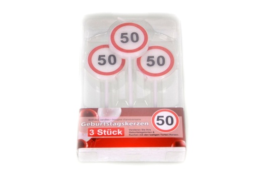 [14772] Jubiläums Sortiment Geburtstagskerzen 3er "50"
