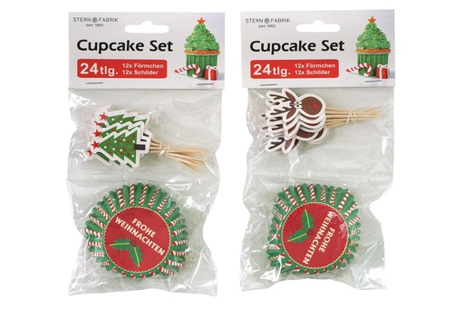 [15804] Cupcake Set Weihnachten 24tlg, Förmchen und Schilder