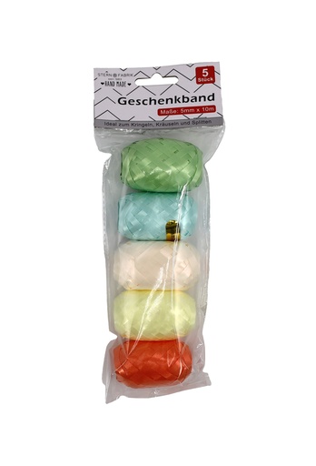 [15960] Geschenkband Ei bunt, 5 mm x 10m. 5er