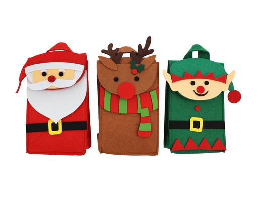 [15908] Tasche Filz Weihnachten, 3 Designs, 12,5x22x10cm