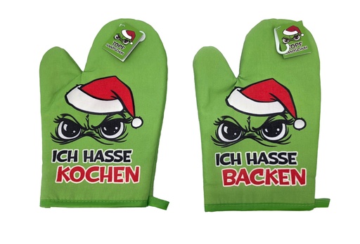 Topfhandschuh Festtags-Muffel - 2 Designs  | Lustiger Weihnachts-Topfhandschuh für Weihnachtsmuffel & Anti-Weihnachten | Hitzebeständig & robust