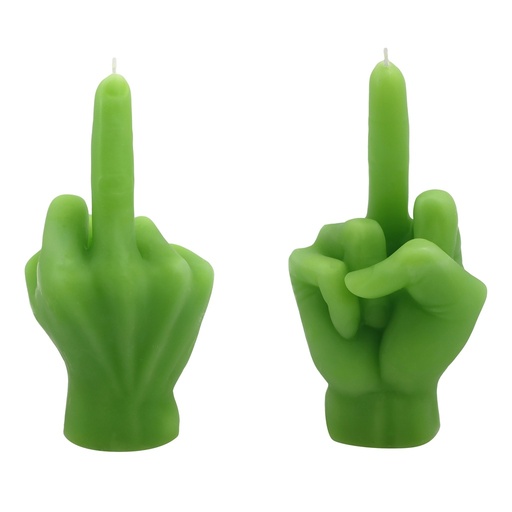 [15922] Kerze XXL Festtags-Muffel Mittelfinger, 9 × 18 cm, grün | Lustige Anti-Weihnachten Deko & Geschenkidee für Weihnachtsmuffel, Wichteln (Festtags-Muffel Serie)