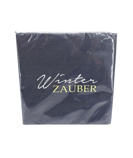 [15726] Servietten Silvester "Winter ZAUBER" 33x33cm, ¼ Falz, 3-lagig, 20er Pack