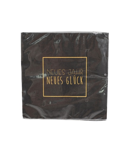 [14236] Servietten Silvester "NEUES JAHER NEUES GLÜCK" 33x33cm, ¼ Falz, 3-lagig, 20er Pack