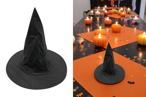 [15667] Halloween Kopfbedeckung "Hexenhut", Ø 38x17cm, schwarz 