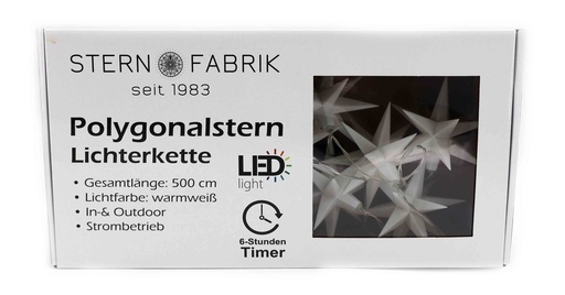 [8791] LED Lichterkette Polygonalsterne, 10 LED, 170cm