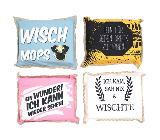 [15924] Autoschwamm mit Spruch, 13x10cm, 4 Designs