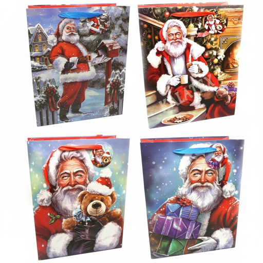 [8369] Geschenktüte Weihnachten "Glitter Santa" 26x32x12cm