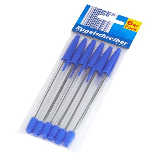 [9956] Kugelschreiber, 6er Pack blau