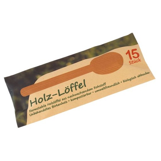 [9338] Holz-Besteck - Löffel, 15er Pack