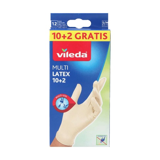 [12445] Vileda Reinigungszubehör 12pcs Gloves Multi Latex Size S/M