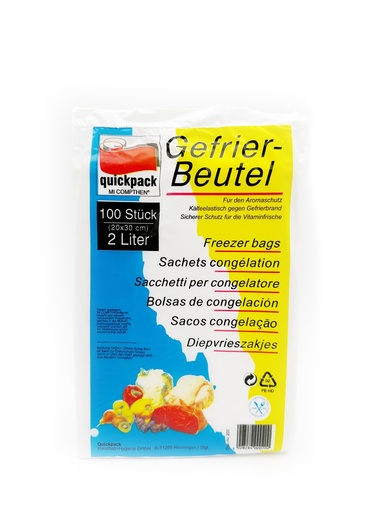 [14632] Quickpack Gefrierbeutel 20x30cm 2Liter 100Stück