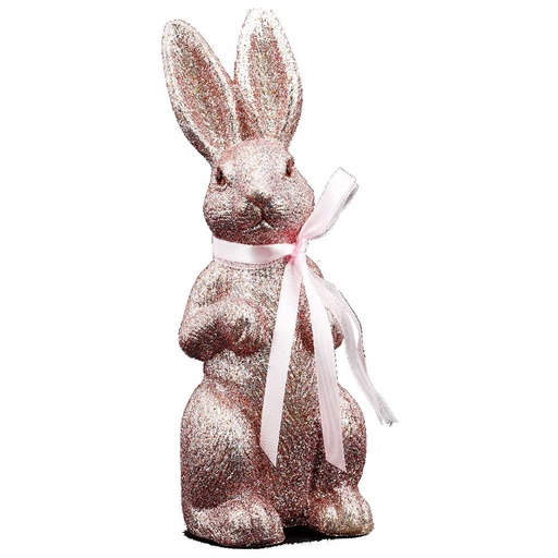 [10121] Hase mit Glitter aus Kunststoff Pink/Rosa