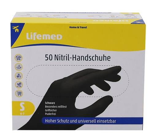 [13316] 50 "Lifemed" Handschuhe, Nitril puderfrei schwarz Größe S